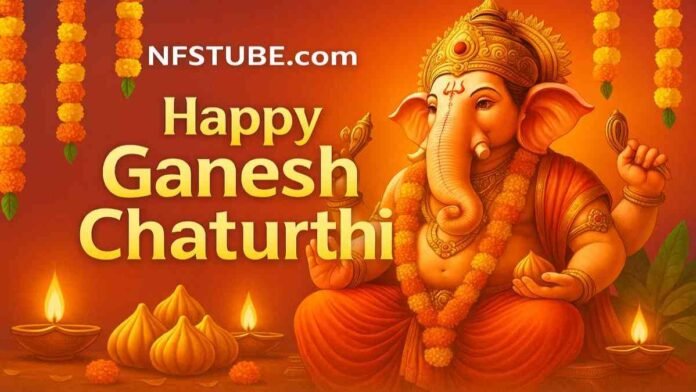 Ganesh Chaturthi 2025 date, puja muhurat, visarjan details with Lord Ganesha idol and festive decor.