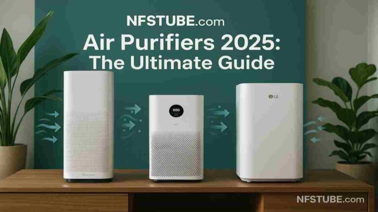 Latest air purifiers models 2025 displayed in an Indian home — NFSTUBE guide to buying air purifiers in India.