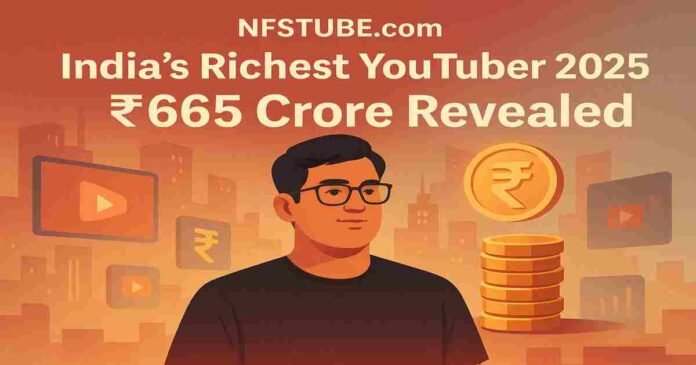 India’s richest YouTuber 2025 visual - ₹665 crore creator economy India