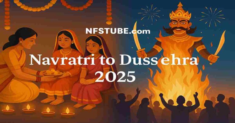 Maha Navami 2025 Kanya Pujan and Dussehra Vijayadashami celebration with prasad offering and Ravana effigy burning.