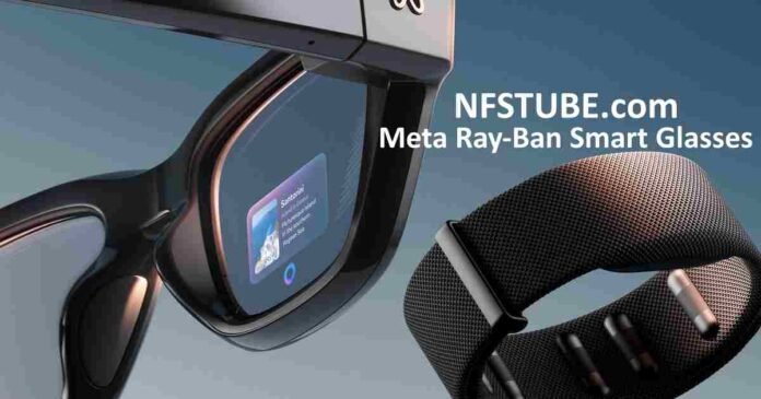 Meta Ray-Ban Smart Glasses with Neural Band wrist control, featuring in-lens display for travel and productivity.