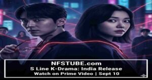 S Line K-Drama India release poster featuring Lee Soo-hyuk and Arin with glowing red threads, now streaming on Prime Video Channel K
