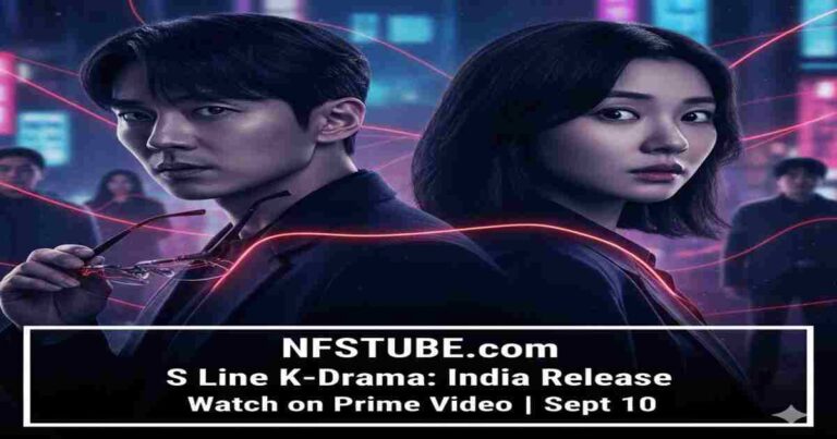 S Line K-Drama India release poster featuring Lee Soo-hyuk and Arin with glowing red threads, now streaming on Prime Video Channel K