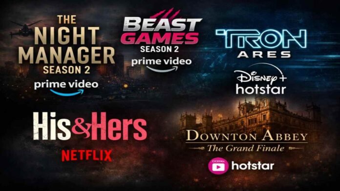 English OTT releases collage featuring top Netflix, Prime Video and JioHotstar shows