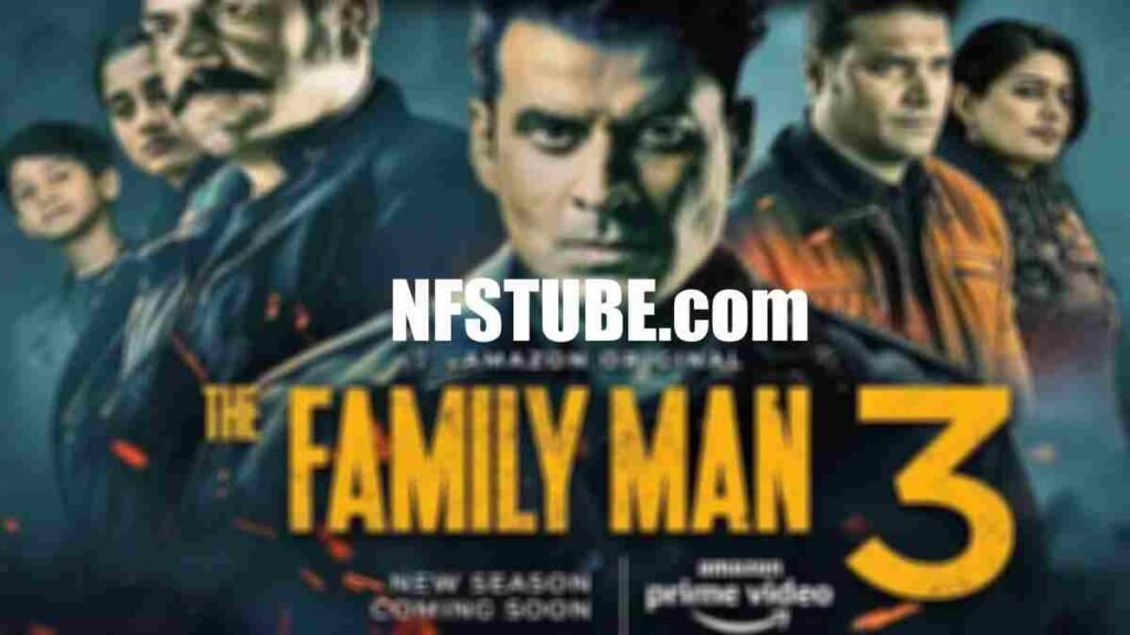 The Family Man Season 3 poster with characters and tension elements.