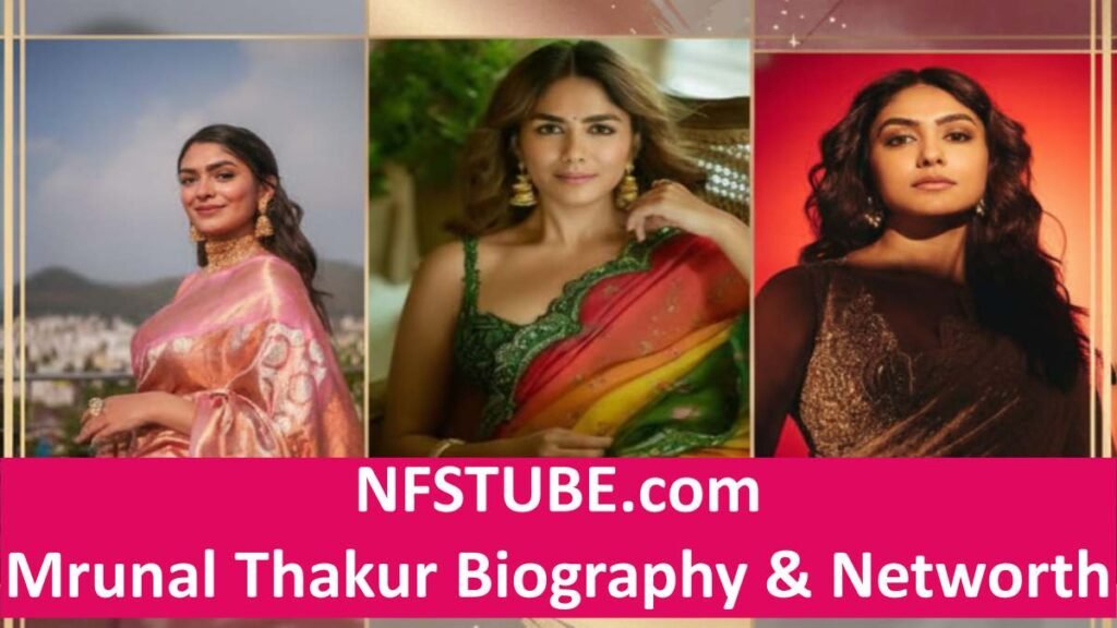 Mrunal Thakur in a collage showcasing her evolving style and presence across Indian cinema- NFSTUBE