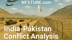India - Pakistan border landscape showing military patrols and tension zones.