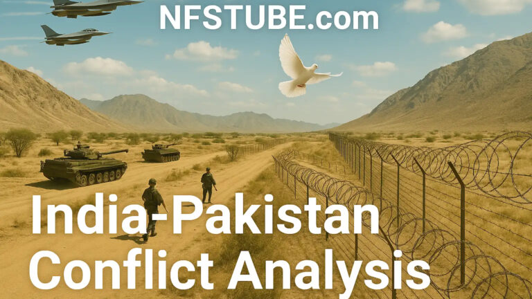 India - Pakistan border landscape showing military patrols and tension zones.