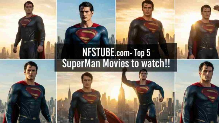 Collage of Christopher Reeve, Henry Cavill, and David Corenswet as Superman, representing the best Superman movies and the 2025 film.