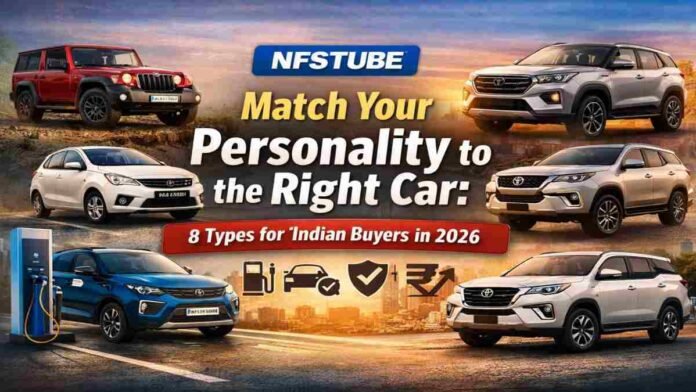 Choosing the right car in India based on personality types in 2026 - NFSTUBE guide graphic