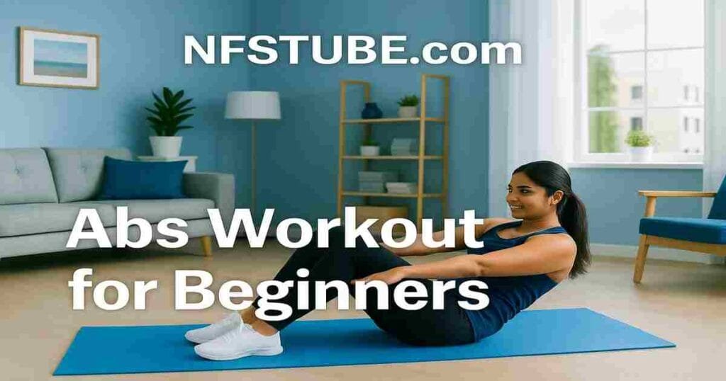 Indian beginner doing an abs workout at home, no equipment