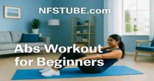 Indian beginner doing an abs workout at home, no equipment