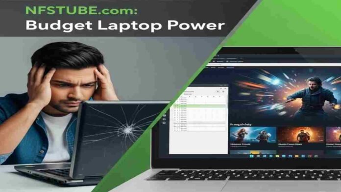 Person using a budget laptop for work and entertainment, showcasing smooth performance