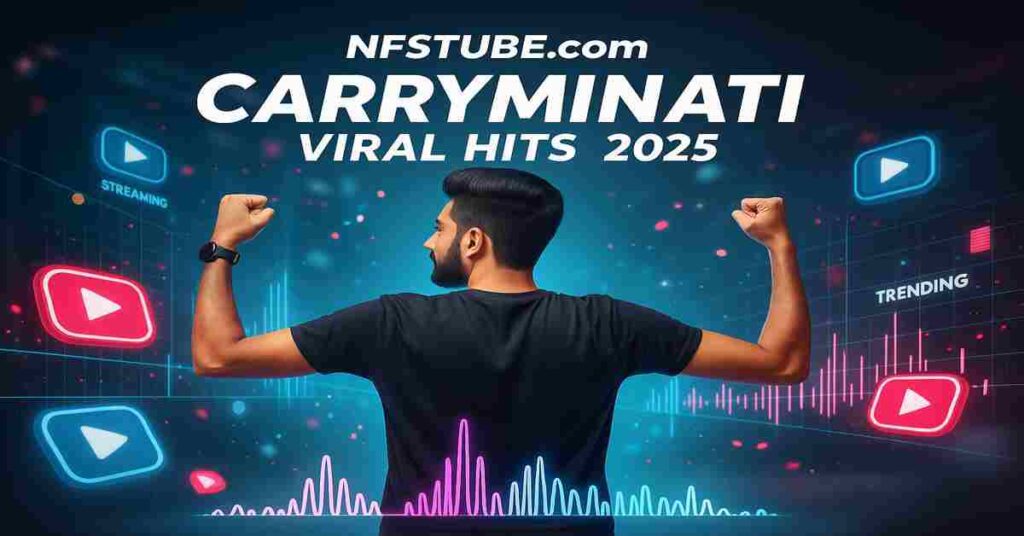 CarryMinati with viral video symbols, representing his top trending YouTube videos and content creation in 2025.