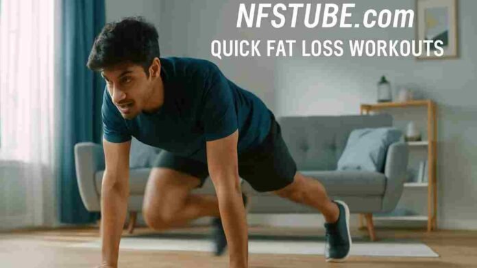 young boy doing a quick home fat-loss workout at home without equipment.