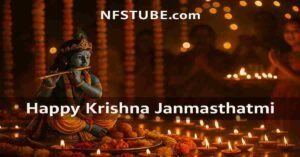 Devotees celebrating Krishna Janmashtami 2025 with abhishekam and Dahi Handi.