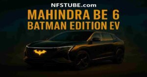 Mahindra BE6 Batman Edition SUV in cinematic dark theme.