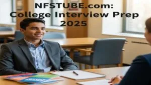 Student confidently giving a college interview in 2025