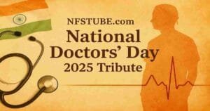 National Doctors’ Day 2025 tribute- stethoscope, India colors, and doctor silhouette