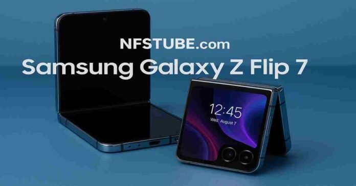 Samsung Galaxy Z Flip 7 open and half-folded, showing sleek design and cover screen functionality.