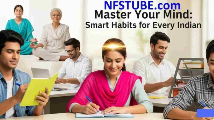 Diverse Indian individuals practicing smart habits and productivity for mental mastery