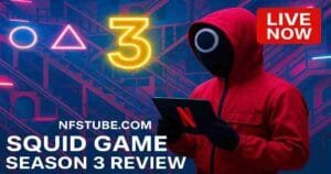 Squid Game Season 3 review- masked guard, game arena, neon Netflix style, release date, trending keywords