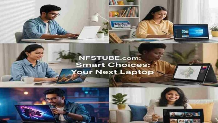 Diverse Indian individuals using laptops for work, study, gaming, and creative tasks