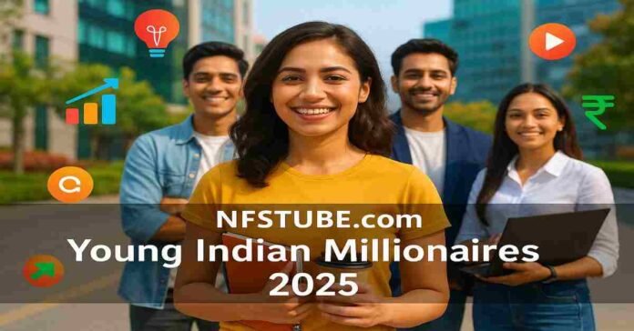 Young Indian entrepreneurs and millionaires in 2025 — luxury lifestyle, cars, and success stories featured on NFSTUBE.com.