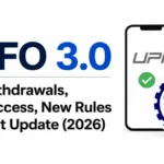 Illustration representing EPFO 3.0 with UPI-based PF withdrawals, ATM access and faster online claim processing.