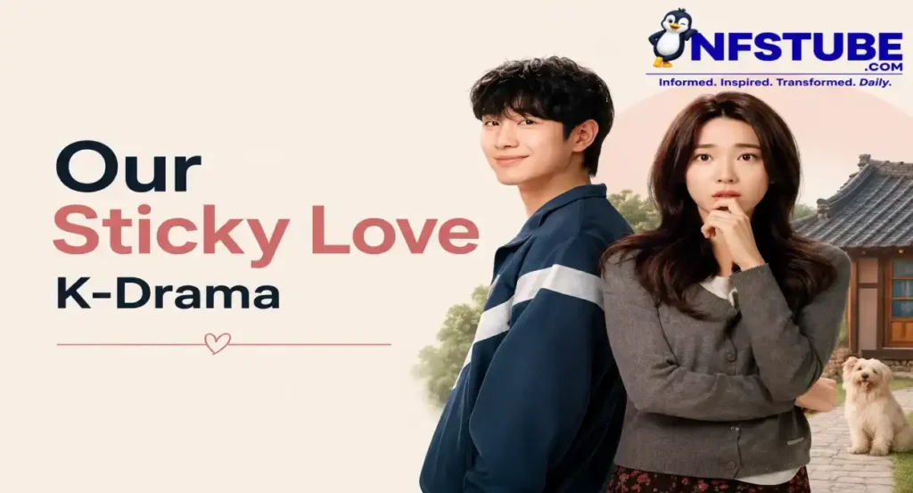 Our Sticky Love K-Drama featuring its two lead characters in a Korean village setting
