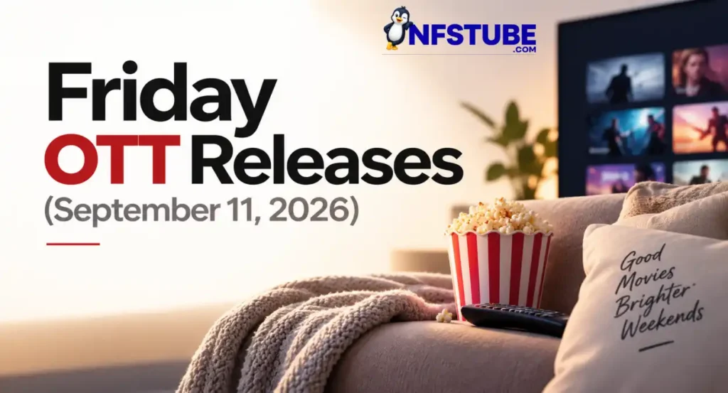 Friday OTT releases for September 11, 2026 featured in a relaxed movie-night setting.