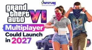 GTA 6 characters featured in a banner about the potential 2027 multiplayer launch