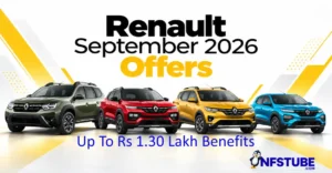 Renault Duster, Kiger, Triber and Kwid featured in the September 2026 offers banner.